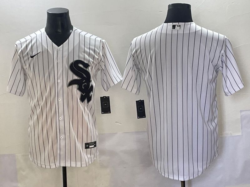 Men 2025 Chicago White Sox Blank White Stripe Game Nike MLB Jersey style 1